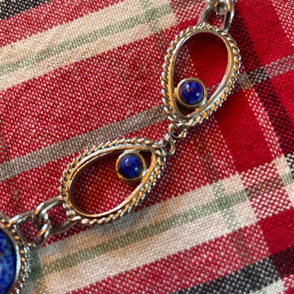 Womens Choker Necklace blue cabachon with gold lupis luzuli 16” - Picture 6 of 6